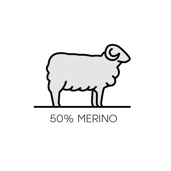Composé à 50% de laine de Merino