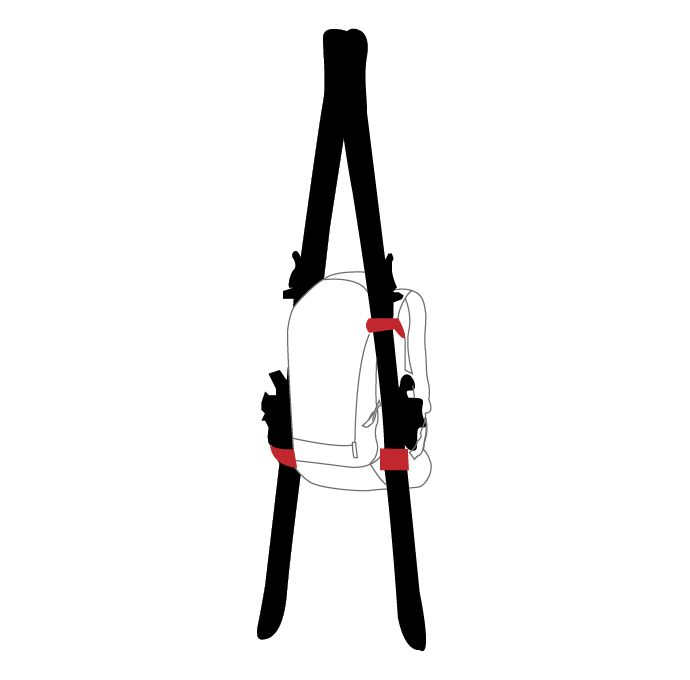 Quick and easy A-frame ski carry system